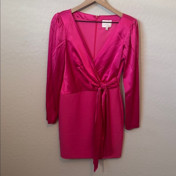NWOT Cinq a Sept Layne Dress Faux Wrap Dress Pink Dahlia Size 2 - Picture 3 of 8